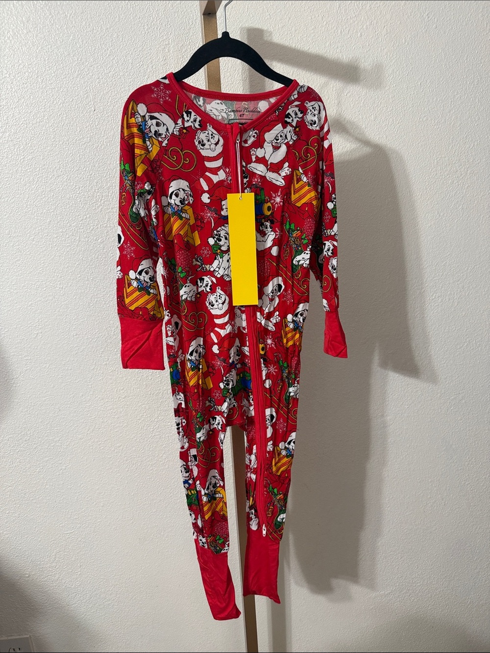 101 Dalmatians-Bamboo Red Christmas Holiday One-Piece Pajamas- Size 4T- NWT